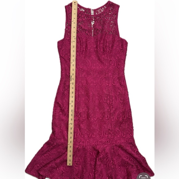 Eliza J Magenta Lace Sleeveless Sheath Dress (Size 4) - Picture 8 of 14